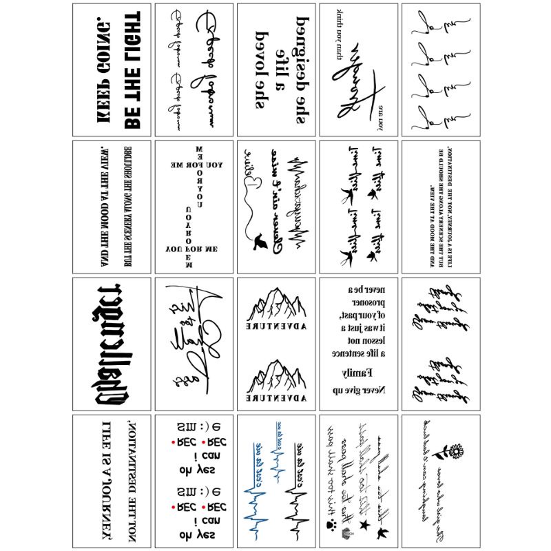 20 pcs tato temporer tulisan kanji hanzi tattoo temporary