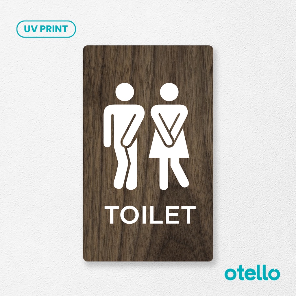 Otello - Sign Toilet Icon Kebelet Papan Board Kayu Print Signage Restroom Label Tempel Ruangan Sticker Nama Ruangan Stiker