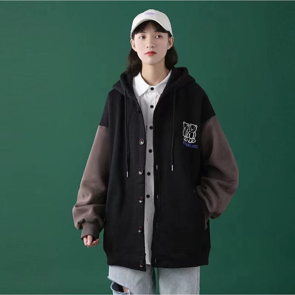 SUPKELHC VARSITY JAKET OVERSIZE | JAKET HOODIE WANITA OVERSIZE | JAKET BASEBALL OOTD KEKINIAN