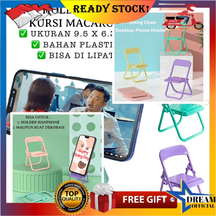 (B88)STAND HOLDER HP SERBAGUNA HOLDER HP MOTIF UNIK KURSI LIPAT MINI