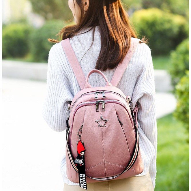 K8925 - BLACK/PINK - TAS RANSEL PUNGGUNG BACKPACK TAS SEKOLAH KULIAH TAS WANITA MOTIF BINTANG STAR FASHION IMPORT MODIS ELEGAN TERMURAH TERLARIS TERBARU BAGSTORE JAKARTA TAS BATAM GT1607 CR7034 KPC8925 LT1366 EL934 VC85327 BQ2222 DJ2597 DJ2746 B13474