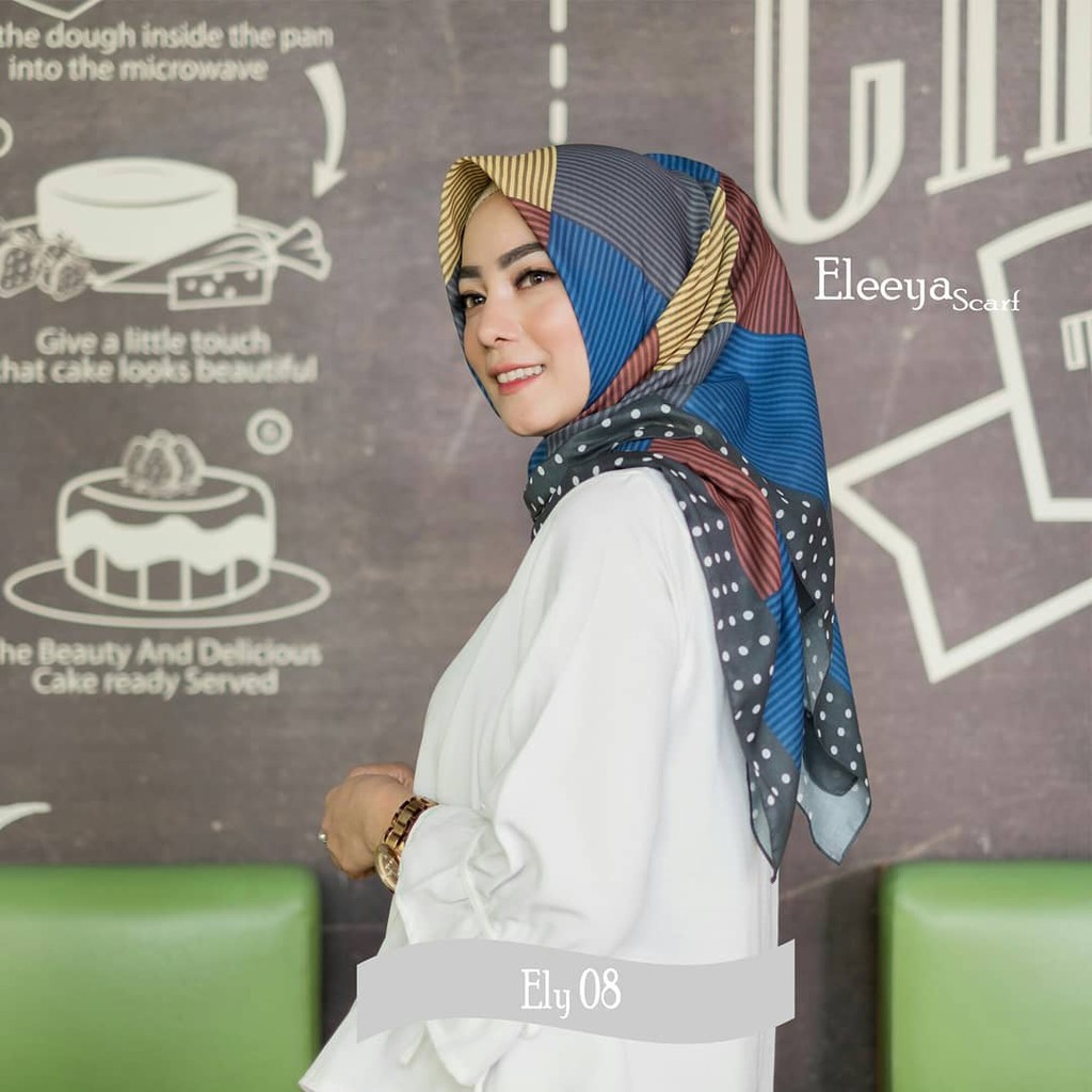 HIJAB SEGIEMPAT MOTIF ELY 08 || ELEEYA SCARF