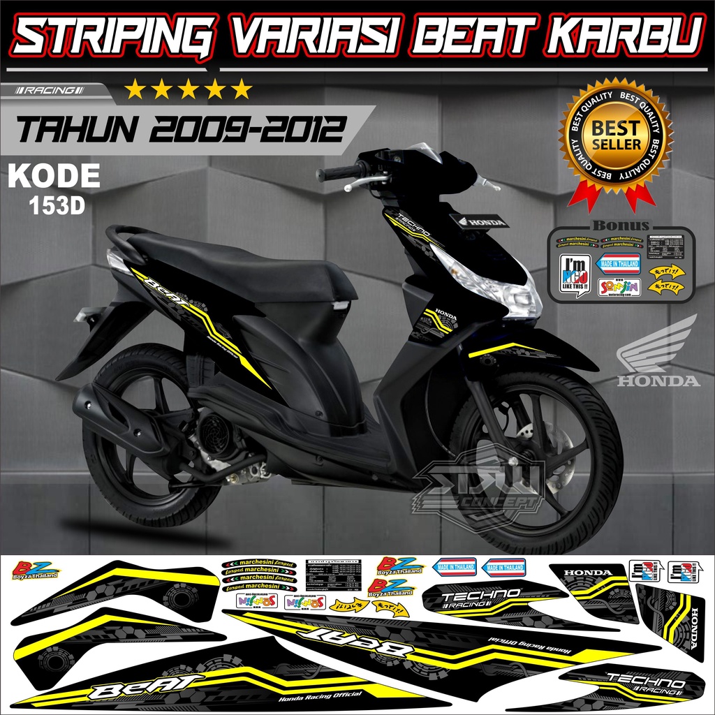 Striping Beat Karbu Stiker Lis Motor Beat Karbu Variasi kode 153