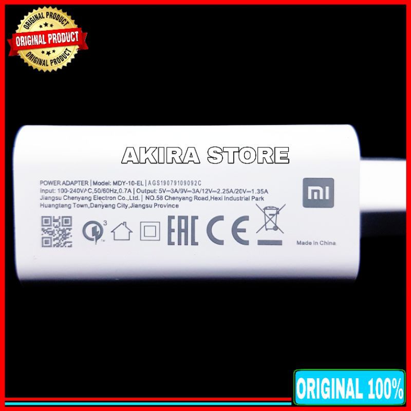 Charger Xiaomi Super Fast Charging Original 100% 27 Watt USB C