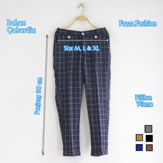  Celana  tartan  motif kotak kotak bahan gabardin celana  