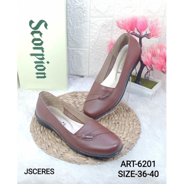 SEPATU KULIT ASLI WANITA KERJA FORMAL SCORPION 6201