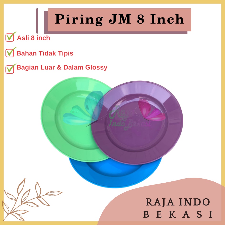 Piring Plastik JM 8 Inch Warna Biru Hijau Ungu - Piring Kecil Besar Set Makan Plastik Acara Pesta Melamin Rotan Murah - (1 pcs) Piring makan plastik ukuran 9&quot; super warna pekat murah grosir