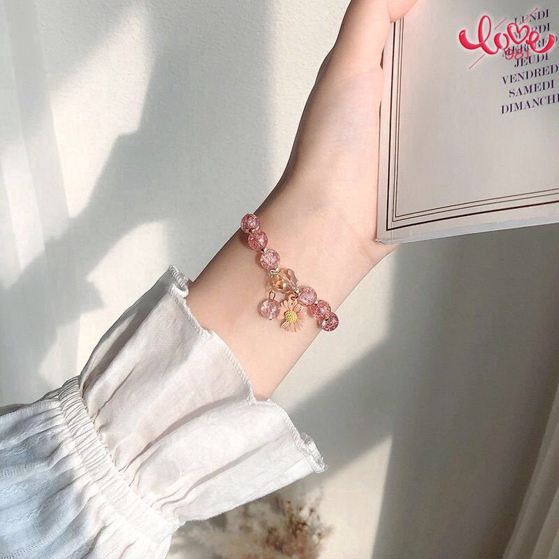 Gelang Tangan Rantai Aksen Bunga Daisy Kecil Hias Kristal Imitasi Untuk Wanita