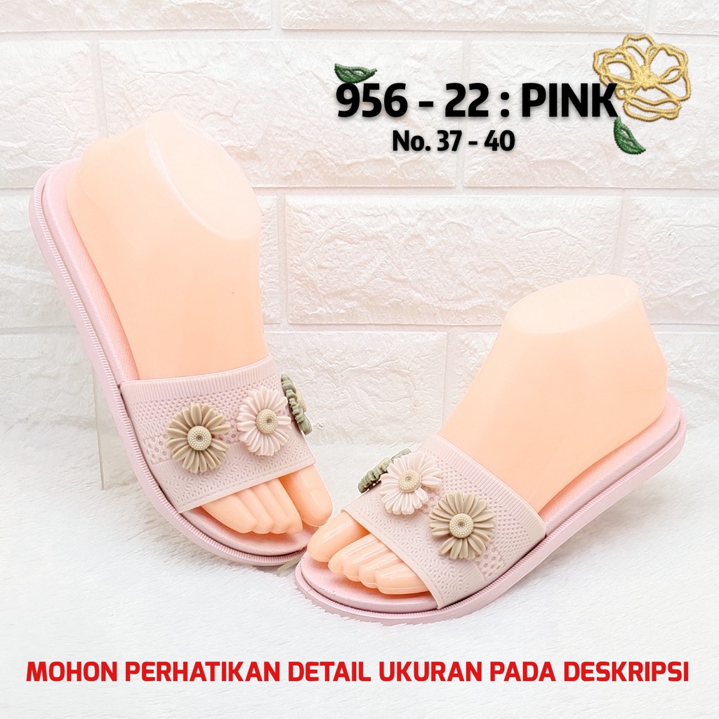 SANDAL WANITA BALANCE 956 22 SLOP 3 BUNGA BLC 956-22 ORIGINAL RUBBER EMPUK LENTUR NICE LOVE FLOWER