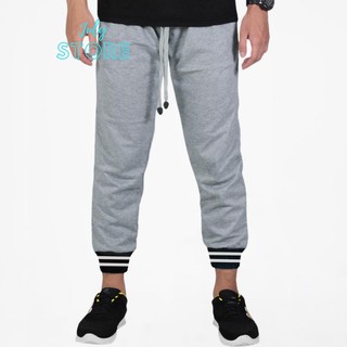  Celana  Panjang Jogger  Pria Joger Pants  Abu Tua Stripe  