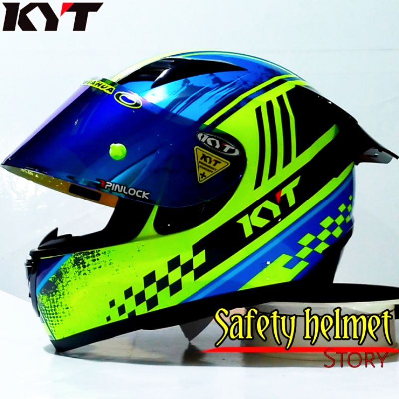 Helm Full face KYT R-10 solid white Leopard Modif Paket ganteng (Original)-P.g black yellow