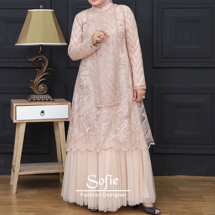 Dress Kondangan Deragem Warna Cokelat by Sofie Fashion Designer