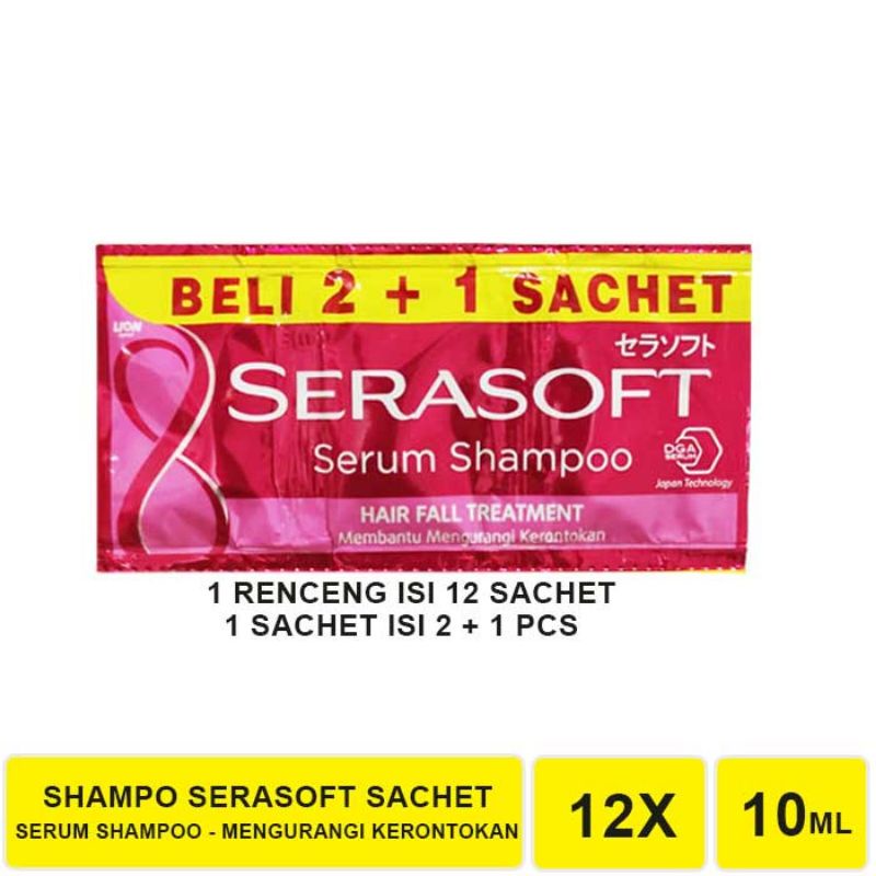 Jual SERASOFT SHAMPOO HAIRFALL TREATMENT SACHET 10 ML X 12 PCS | Shopee ...