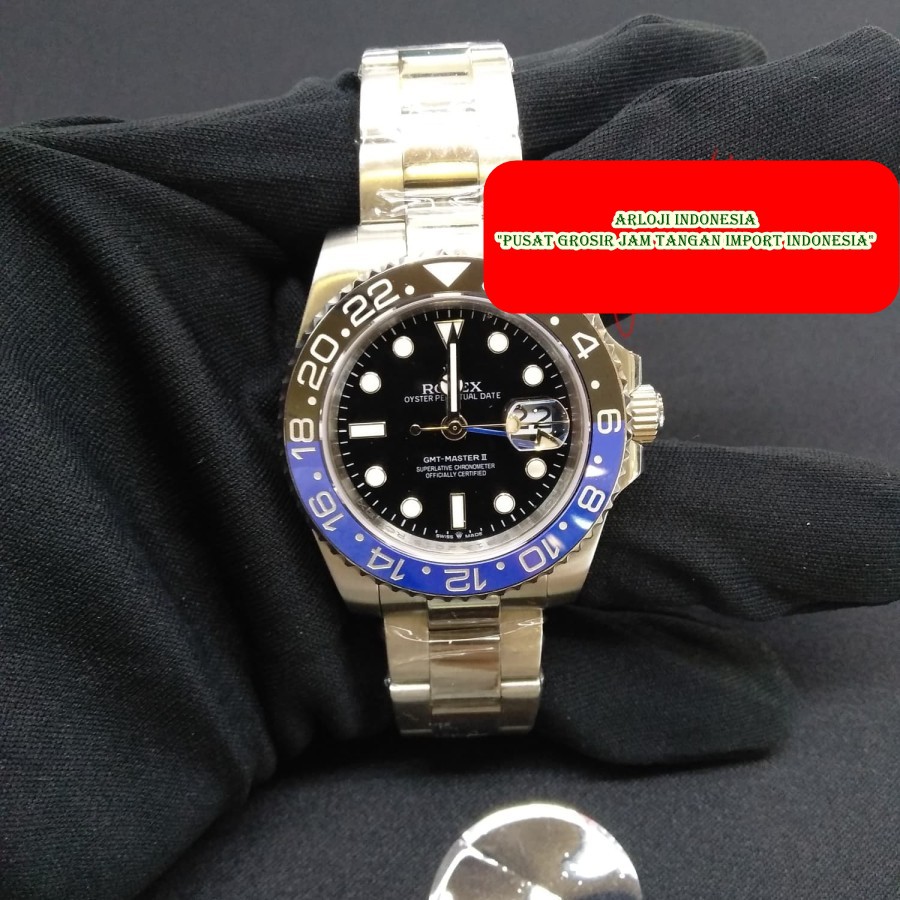 Import Jam Tangan Pria ROLEX GMT Master II Batman Garansi 1th