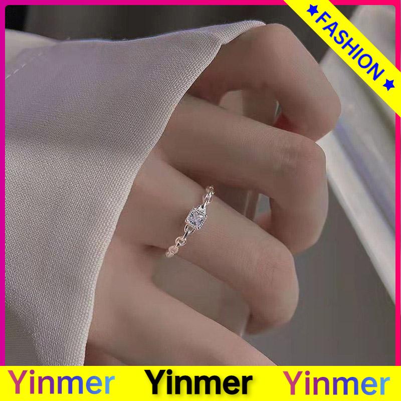 COD✨ Cincin Berlian Persegi Model Terbuka Untuk Wanita-Yinmer