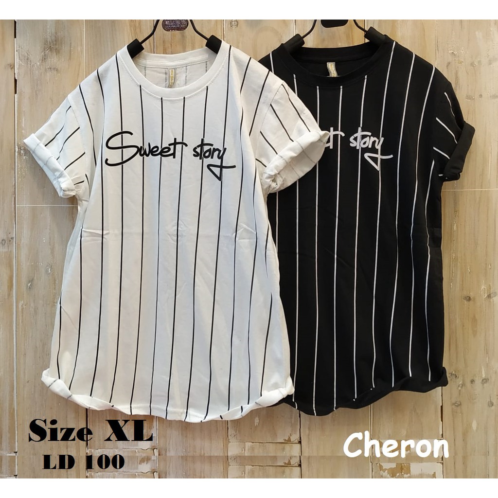 CHERON 16827 Kaos Cewek Fit XL Tshirt Distro  Baju  Atasan 