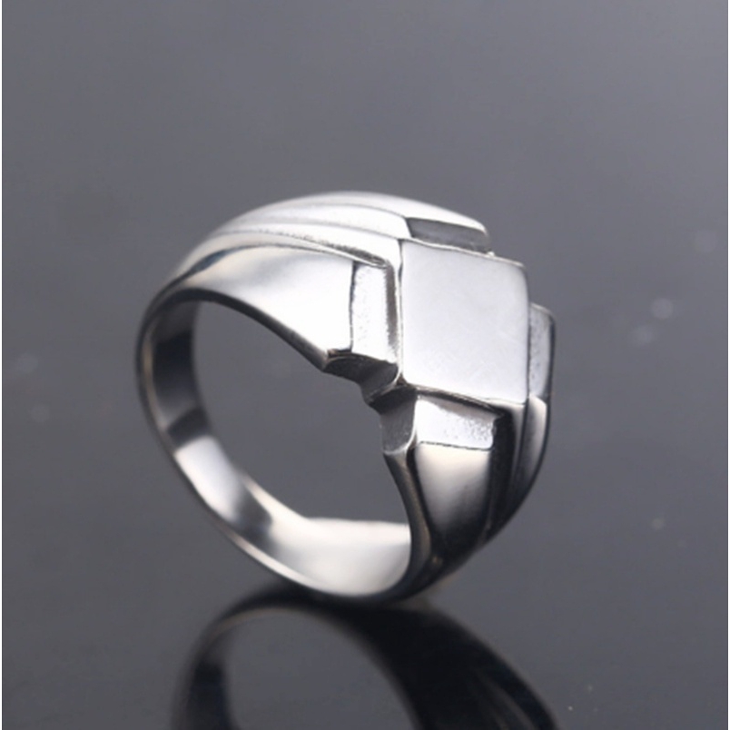 Cincin Nordic Vintage Antik Bahan Stainless Steel Warna Hitam untuk Pria