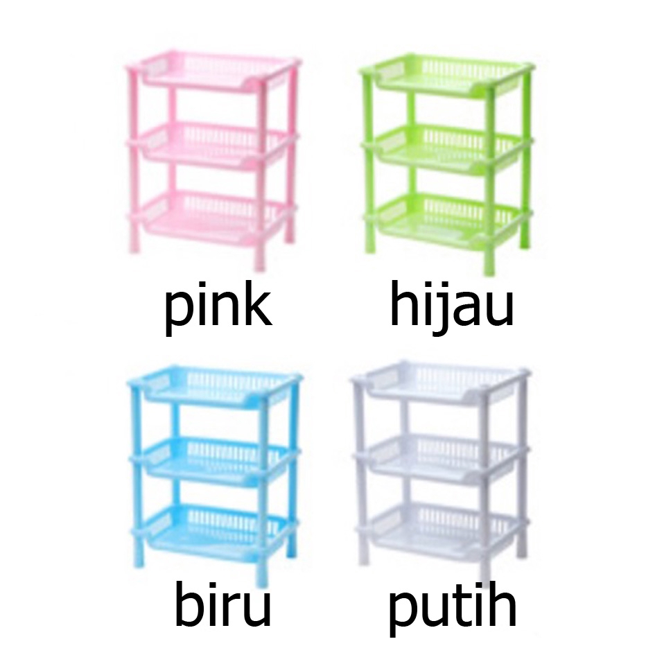 rak plastik serbaguna three layer kitchen bathromm shelf hsa045 (2j4))