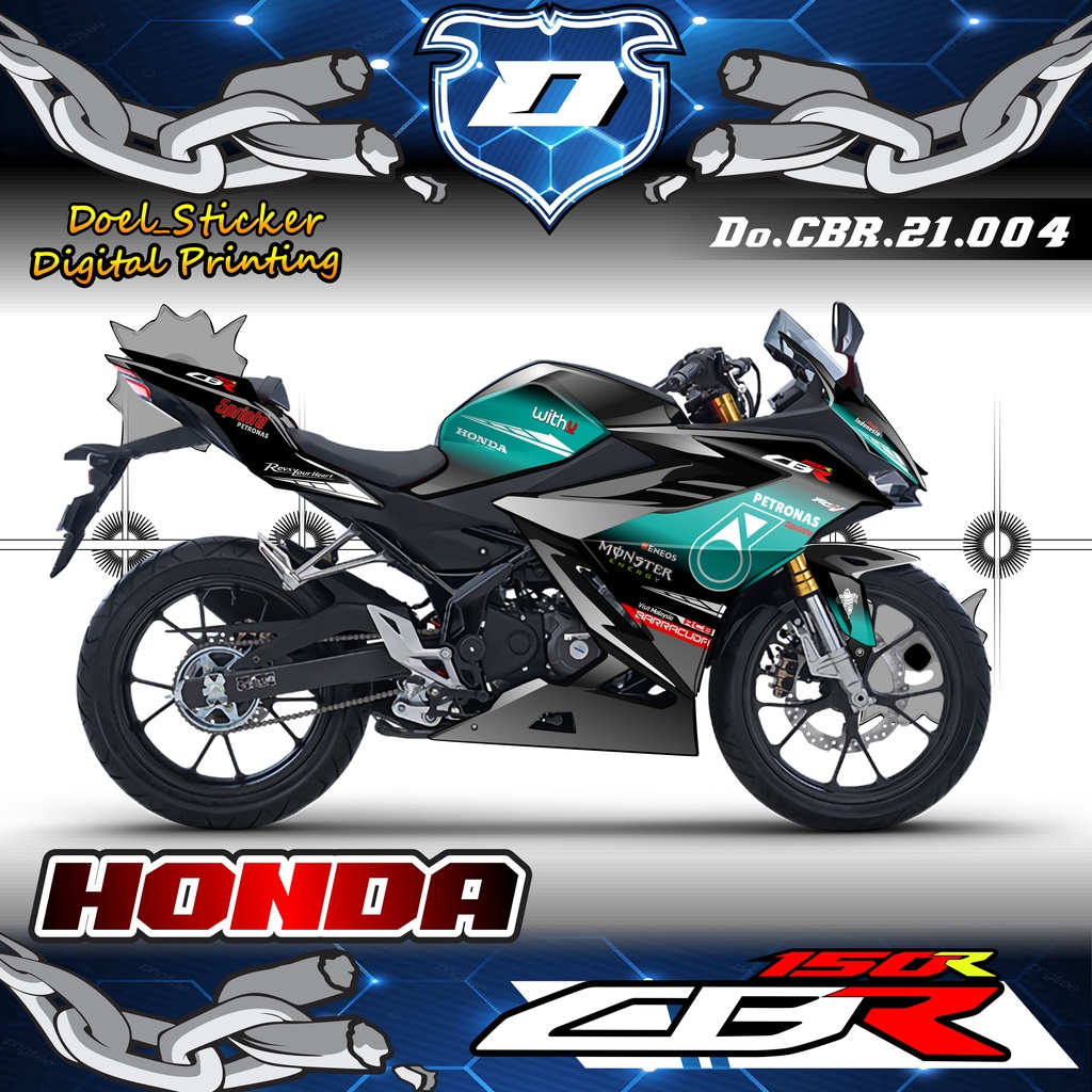 STRIPING CBR 2021 - STICKER STRIPING VARIASI HONDA CBR 150R NEW 2021 MOTIF PETRONAS 04