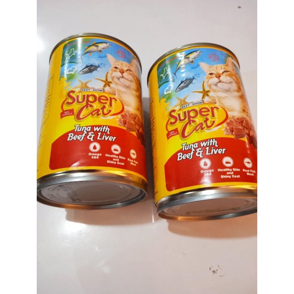 supercat kaleng 400gr tuna with beef &amp; liver