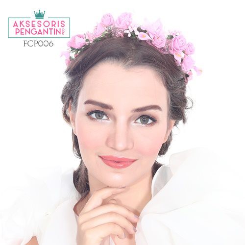 [PALING LARIS] BANDO BUNGA AKSESORIS RAMBUT WANITA FLOWER CROWN PINK FCP006