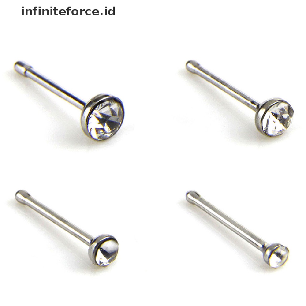 Infiniteforce.id 60pcs / Set Cincin Hidung Stainless Steel Hias Kristal Berlian Imitasi Untuk Wanita