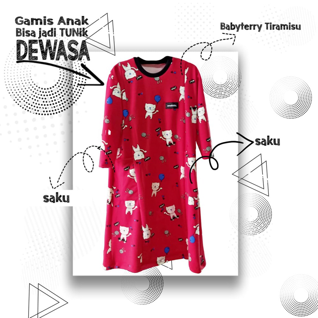 Gamis dress tunik Little hijabers Kids &amp; dewasa