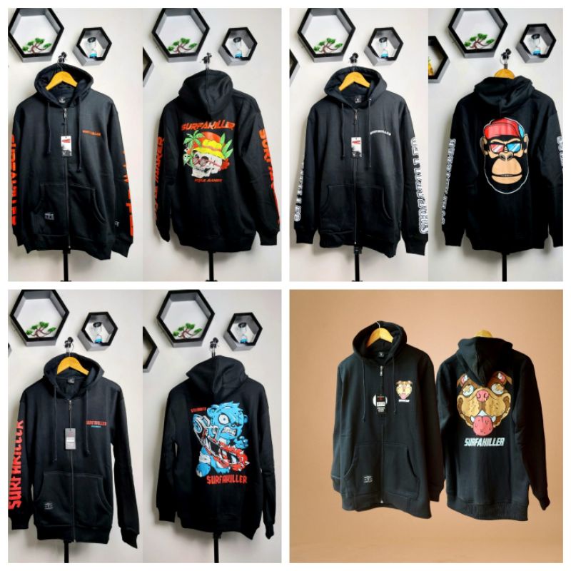 (Bisa COD) Jaket Zipper Hoodie Rocket / Surfakiller Fit to XXL