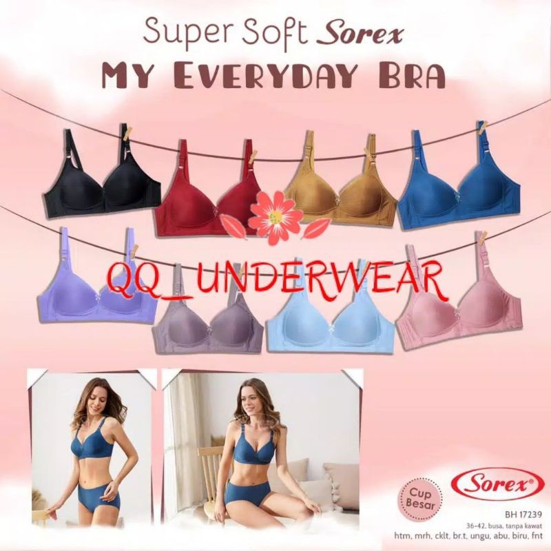 Bra Sorex 17239 / Bh Sorex Tanpa Kawat Cup Besar Kait 3 Super Soft / Bh Sorex 17239 / Bra Sorex 17239