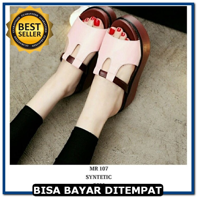 G95E2 Wanita Wedges Santai Main Di Mall Wejes Wedjes Weges Wejdes SB609 Sandal  Mr107 Pink - Merah M