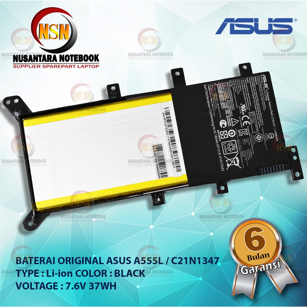 Baterai Original ASUS A555L F555L K555L R556L X555L C21N1347