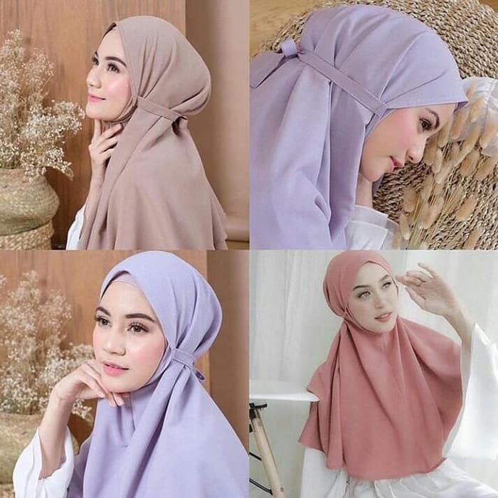 Jilbab Bergo Maryam Size L Tali Diamond Crepe Premium Hijab Instan