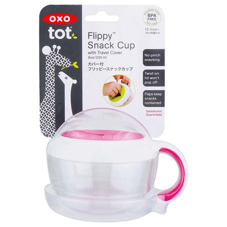 Oxo Tot Flippy Snack Cup - Travel top (235ml) dan biasa (150ml)