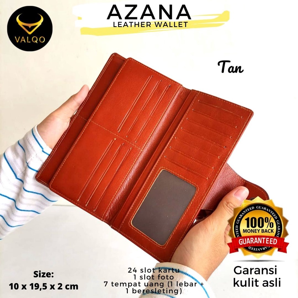 [VALQO] AZANA Dompet kulit kulit sapi 24 Slot kartu Cewek Wanita Perempuan bisa COD