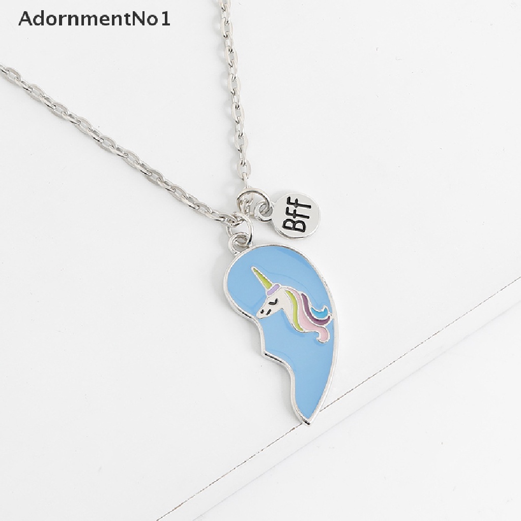 (AdornmentNo1) 2pcs / Set Kalung Rantai + Liontin Motif Unicorn + Tulisan Best Friends Untuk Wanita / Sahabat