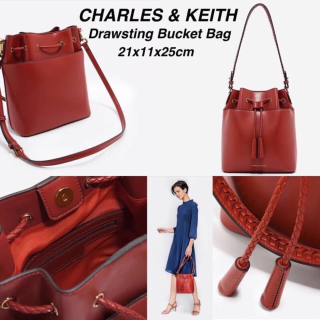 CHARLES & KEITH DRAWSTING BUCKET BAG BLACK