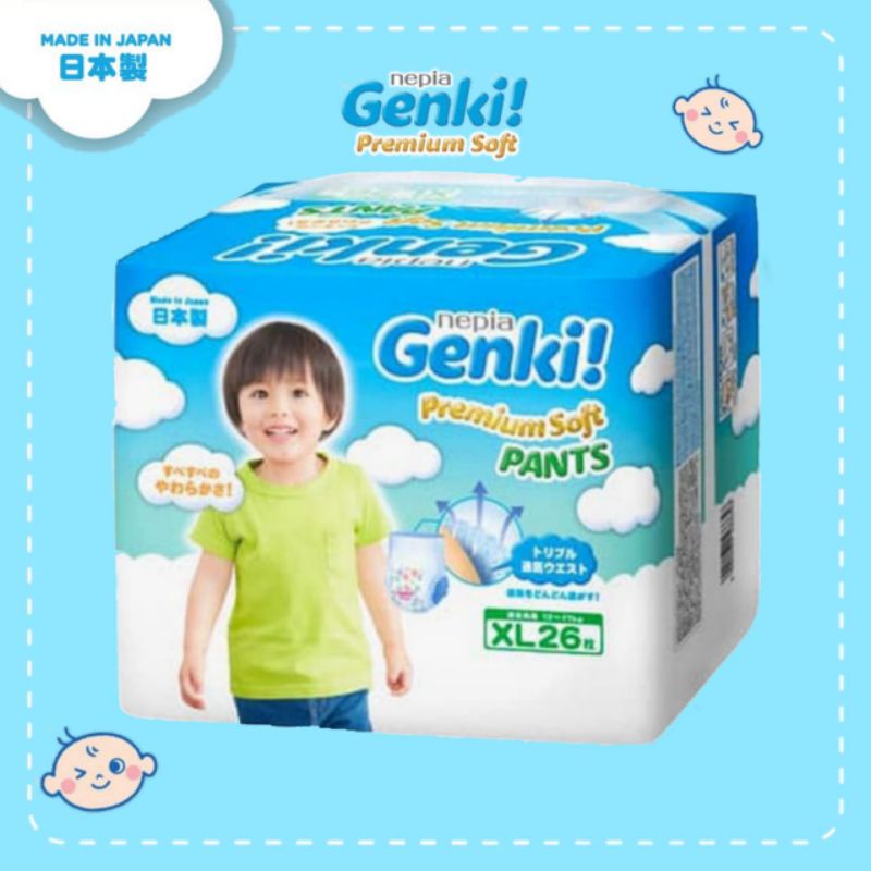 NEPIA GENKI Premium Soft Pants XL26 - Popok Bayi Celana