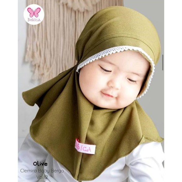 Bergo Bayi Renda kepala Anak Maryam Jilbab Kerudung/anak kids renda kepala 0-1 th