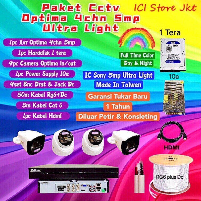 Paket cctv 4 kamera optima ic sony 5mp ul