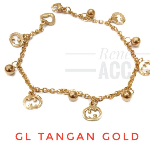 Gelang Tangan wanita Rantai Gold Titanium