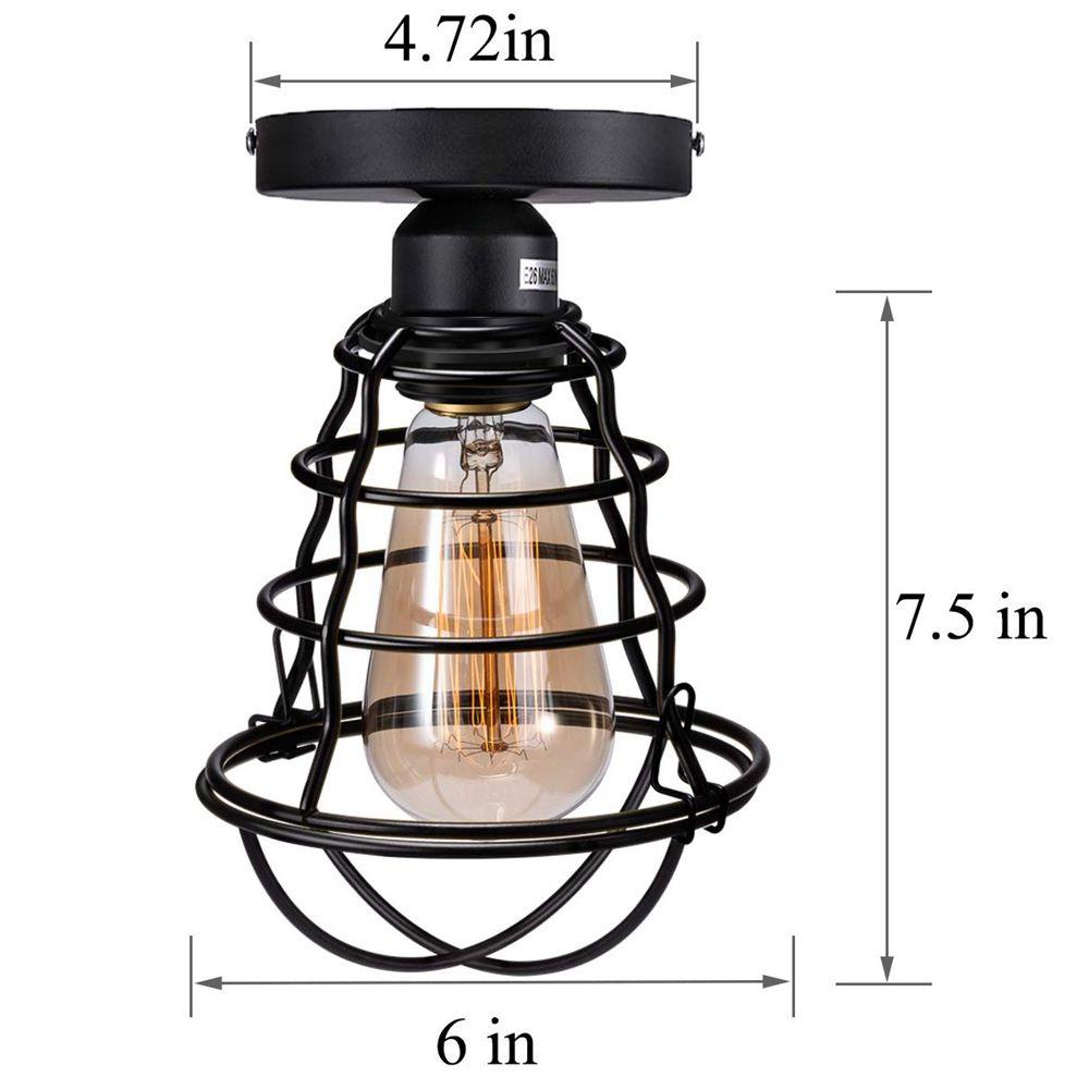 [Elegan] Lampu Plafon E26 Base Ceiling Mount Farmhouse Lighting Untuk Dapur Metal Cage Lamp Shades Perlengkapan Lampu