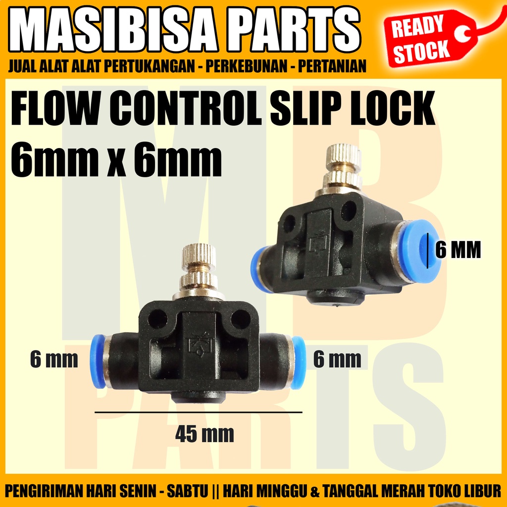 SLIP LOCK FITTING / PNEUMATIC / FLOW SPEED CONTROL SWITCH 6mm - 6mm SA6