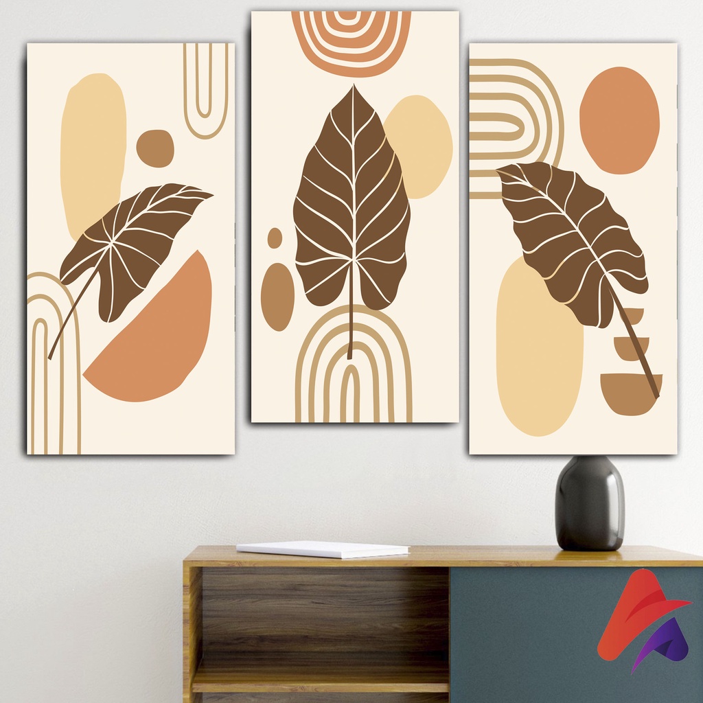 HIASAN DINDING DAUN BOHO ABSTRAK 15X30 CM WALL DECOR BUNGA PAJANGAN DINDING BUNGA POSTER KAYU BUNGA