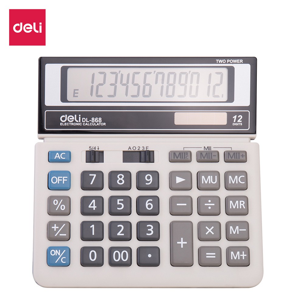 HAPPY TIME DELI KALKULATOR MEJA 12 DIGIT DESKTOP CALCULATOR WARNA ABU-ABU GARANSI 3 TAHUN ALAT TULIS KANTOR SEKOLAH KULIAH W868