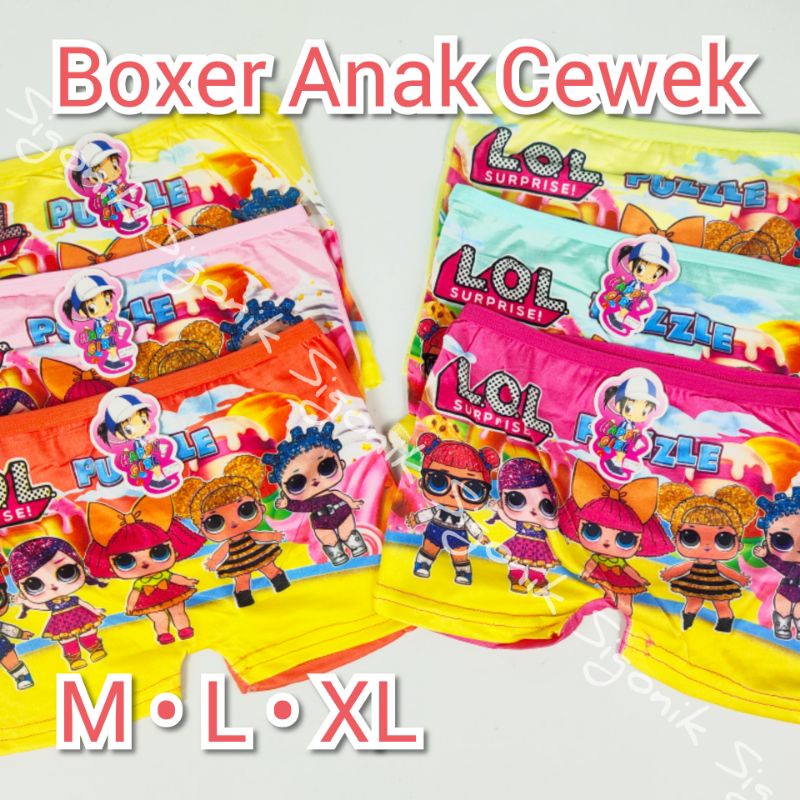 Boxer Celana Dalam Anak Cewek Perempuan M L XL Happy Girl Celana Pendek Bocah Motif Lucu Sigonik