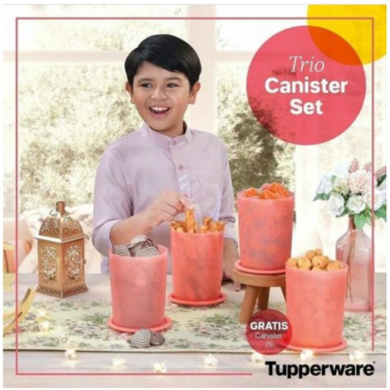 Trio canister set tupperware / fuchia canister tupperware /polkalala canister tupperware