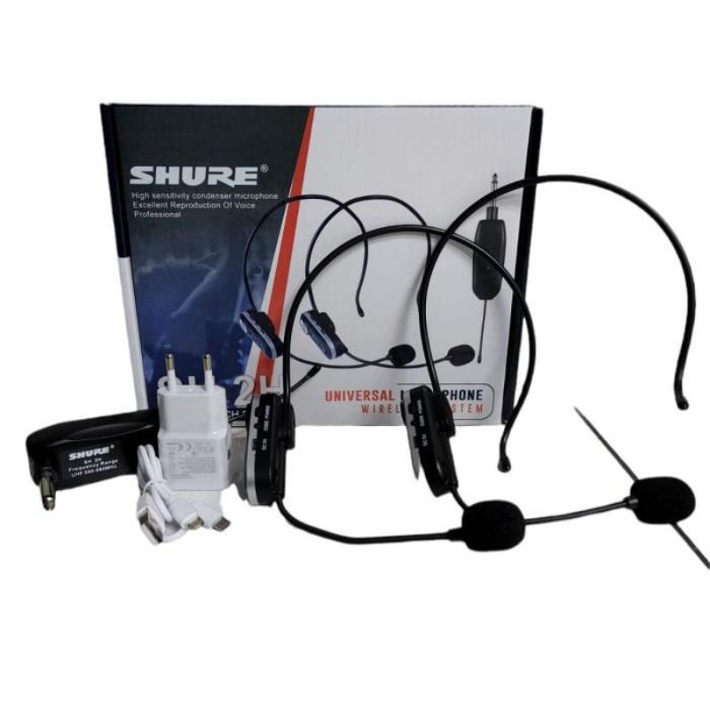 MIC WIRELESS HEADSET SHURE SH 2H 2 MIC HEADSET GARANSI 1 TAHUN