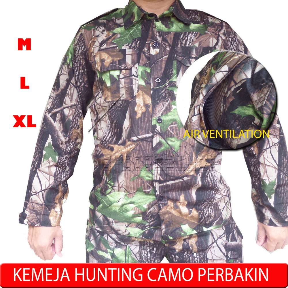 kemeja camo hunting perbakin bahan cvc import