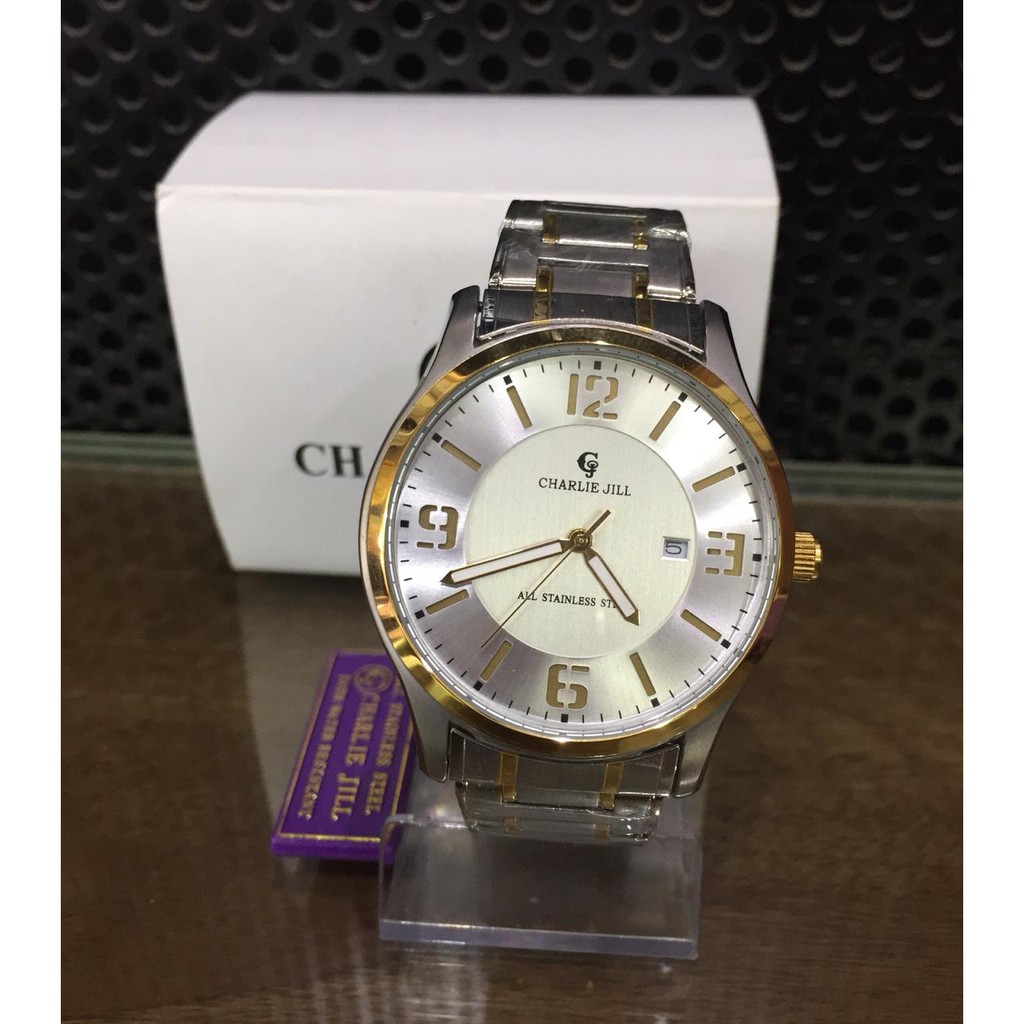 JAM TANGAN PRIA CHARLIE JILL 1541 SILVER GOLD ORIGINAL