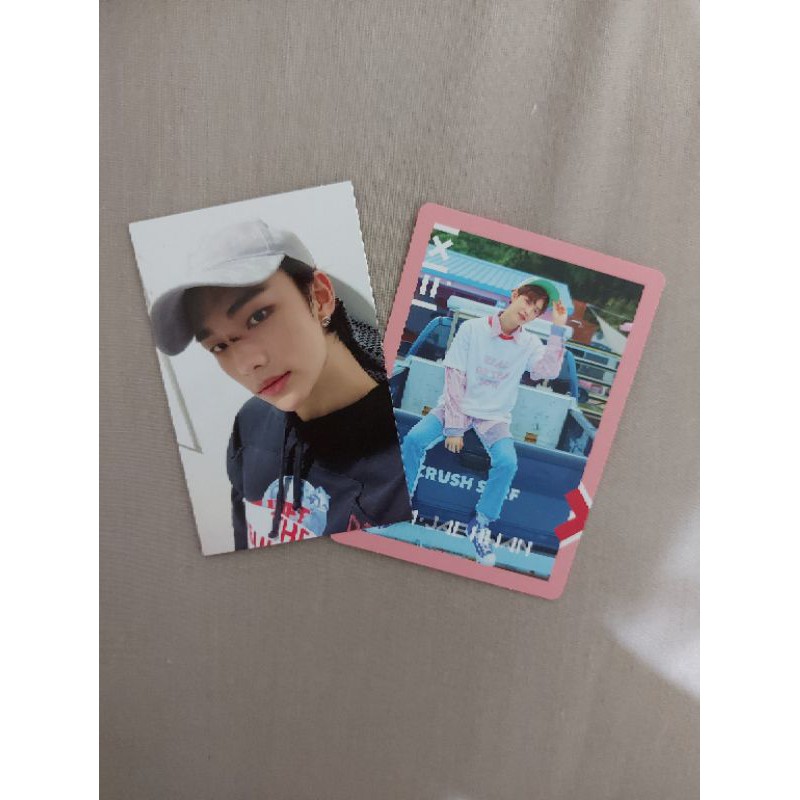 PHOTOCARD SELCA LEVANTER HYUNJIN + WANNA ONE JAEHWAN TO BE ONE PINK